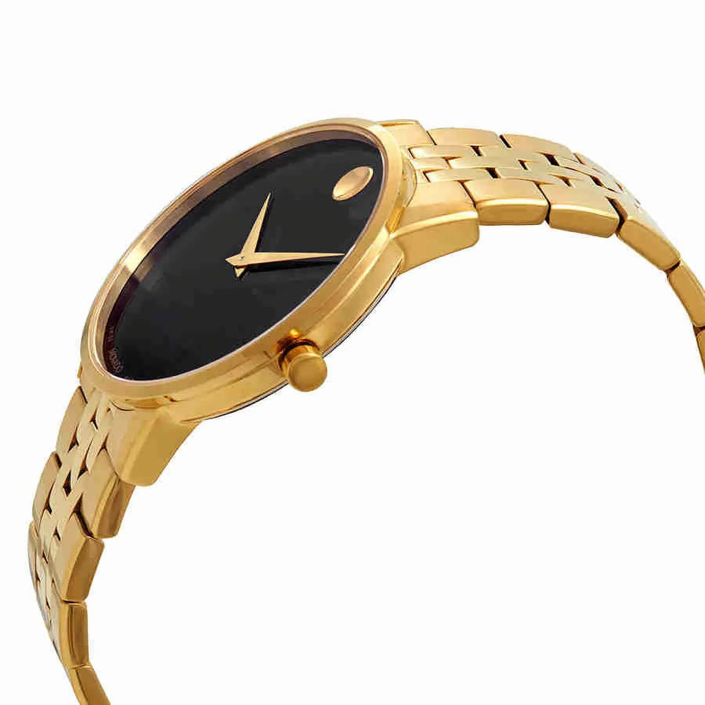 Movado Museum Classic Black Dial Yellow Gold PVD Men's Watch 0607203