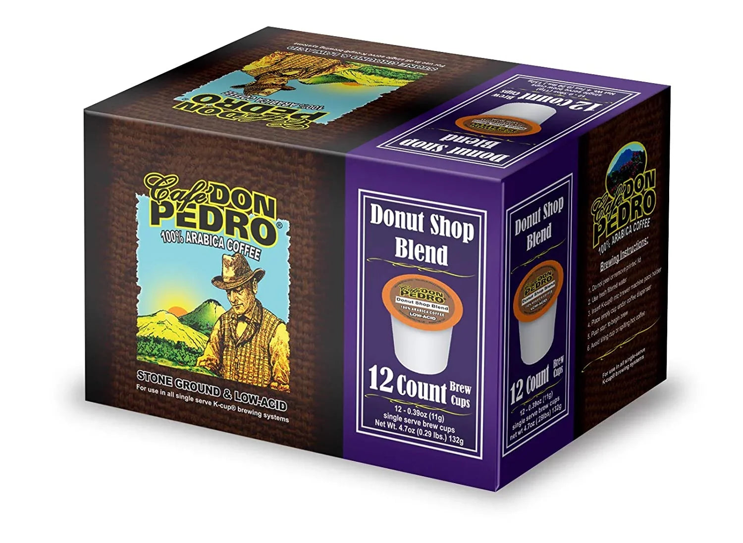 Cafe Don Pedro Assortment Pack Arabica Low-Acid Coffee Pods 72 Ct. - Compatible With Keurig K-cup Coffee Maker - Try 6 Different Coffees 12 Cups of Each - 100% Arabica
