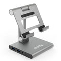 Plugable 8-in-1 USB C Docking Station for iPad with Stand, 100W Pass-through Charging USB-C Hub, 1x HDMI, 2x USB, Audio, and SD, Compatible with Windows, iPadOS, USB-C Phones, and Tablets