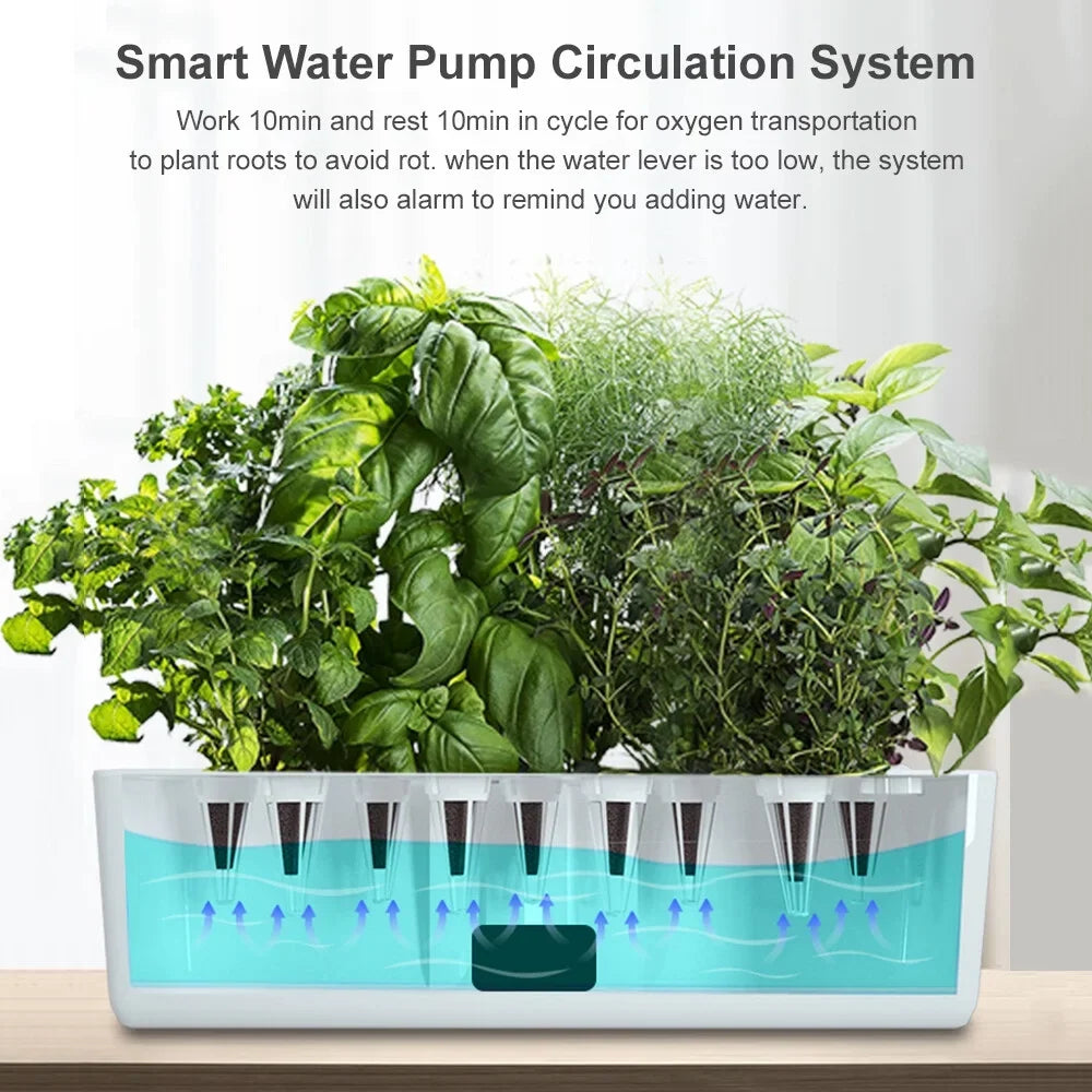 Leyfeng Smart Hydroponics Growing System Indoor Herb Garden Kit 9 Pods Automatic Timing with Height Adjustable 15W LED Grow Lights 2L Water Tank Smart Water Pump for Home Office Kitchen
