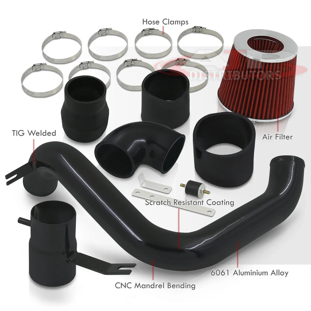 AJP Distributors Cold Air Intake CAI JDM Induction System Black Aluminum Piping + Filter Compatible/Replacement For Mitsubishi Lancer ES LS OZ 2.0L l4 Manual Trans M/T 2002 2003 2004 2005 02 03 04 05