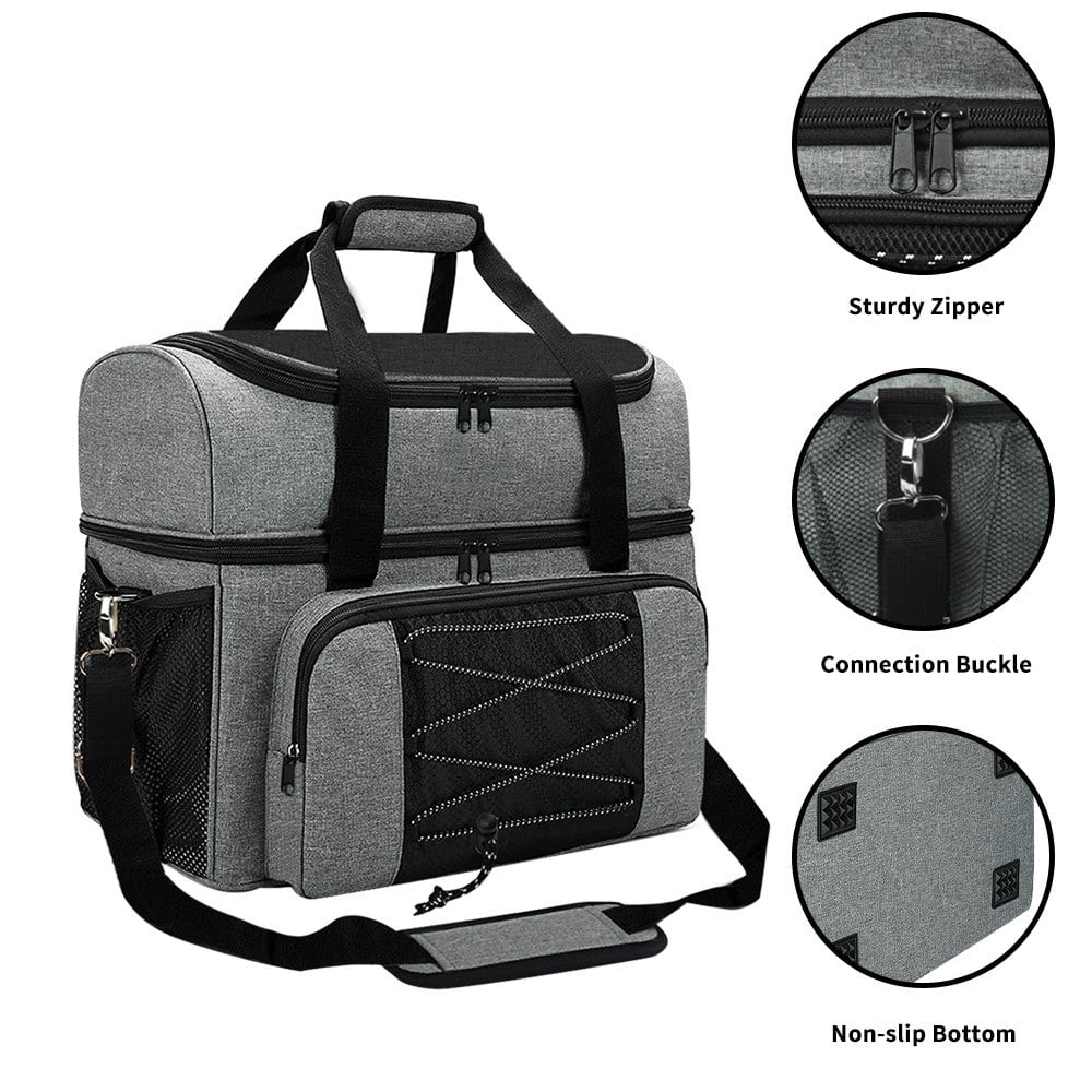 Bowling Bag for 2 Balls Portable Bowling Tote Bag with Padded Ball Holder for Double Ball and Pair of Bowling Shoes up to Mens 16