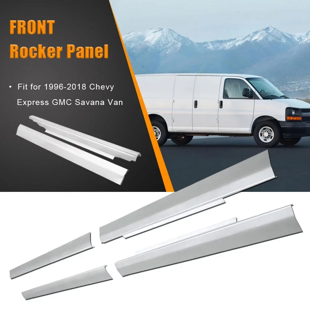 NIXFACE Slip-On Rocker Panels Fit for 1996-2018 Chevy Express GMC Savana Van Cab & Passenger Side