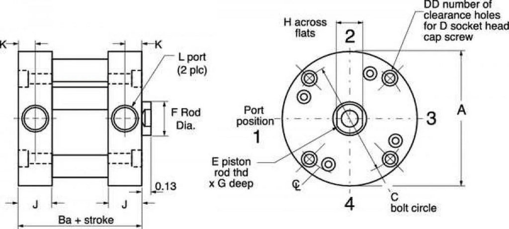 Speedaire Air Cylinder,2.455 In. L,Stainless Steel  5YCU5