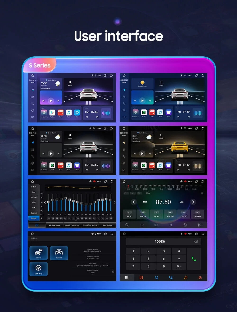 For GMC Yukon Chevy Tahoe Suburban Android 12 Octa Core 4GB RAM Apple Carplay Car Stereo AM FM Radio GPS Weather
