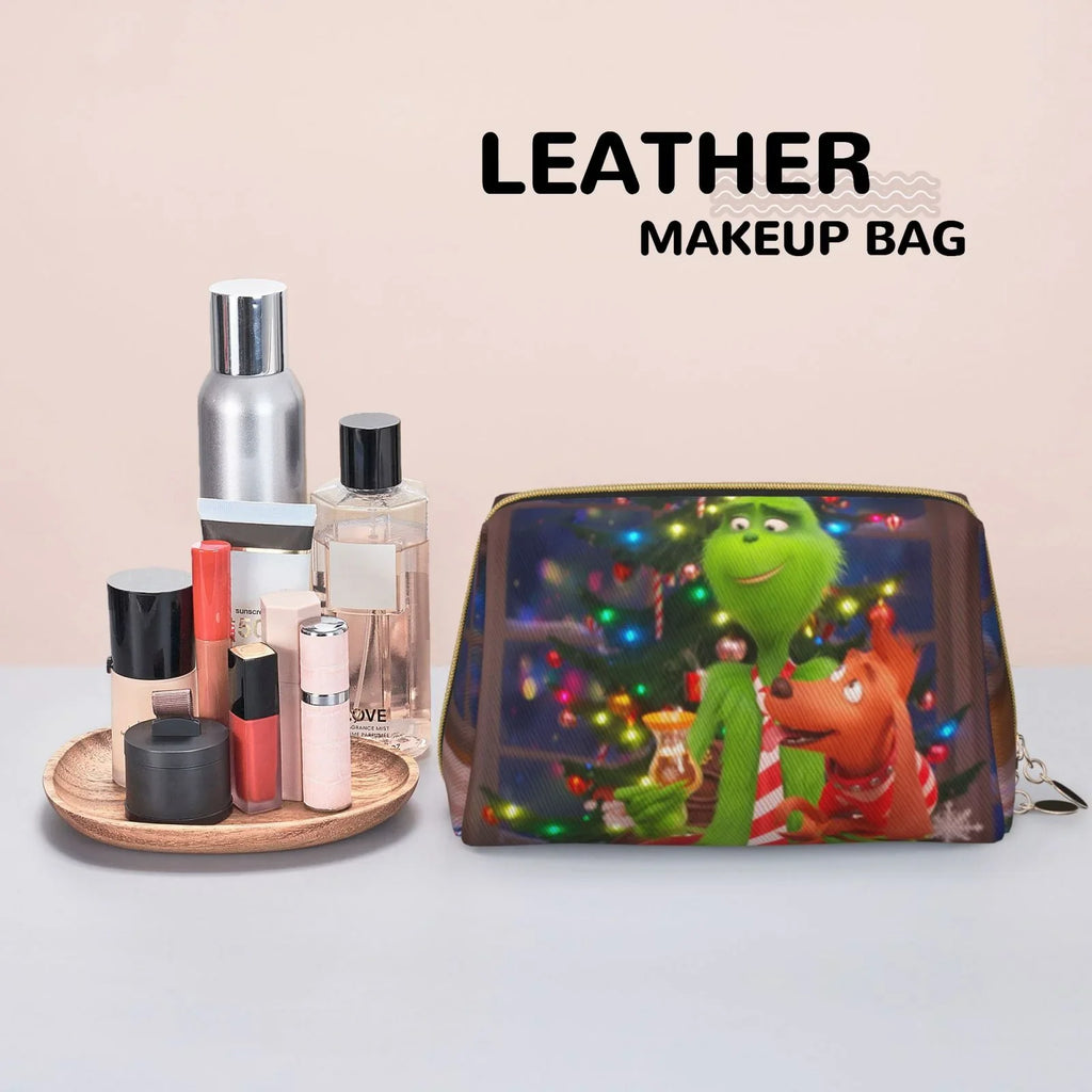 Film Grinch Cosmetic Bag Makeup Organizer Leather Portable Pouch Gift Travel Toiletry Bag Storage Purse