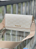 Michael Kors Jet Set LG Zip Around Wallet Crossbody Bag MK Gold Glitter Natural