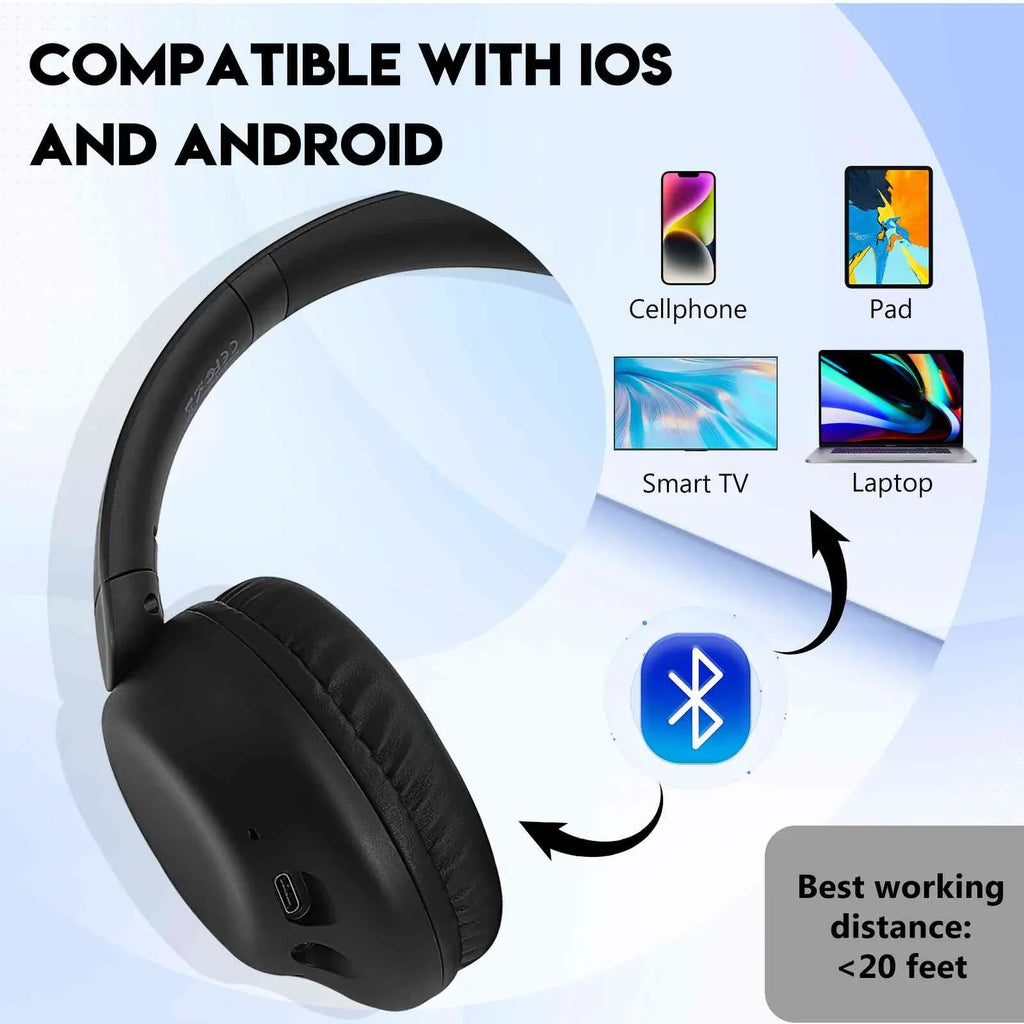 UrbanX UX991 Wireless Bluetooth Stereo Earphones High Display Quality Audio Deep Bass Superior Comfort Over The Ear Headphones with Mic for HTC Desire 628 phone Call Support