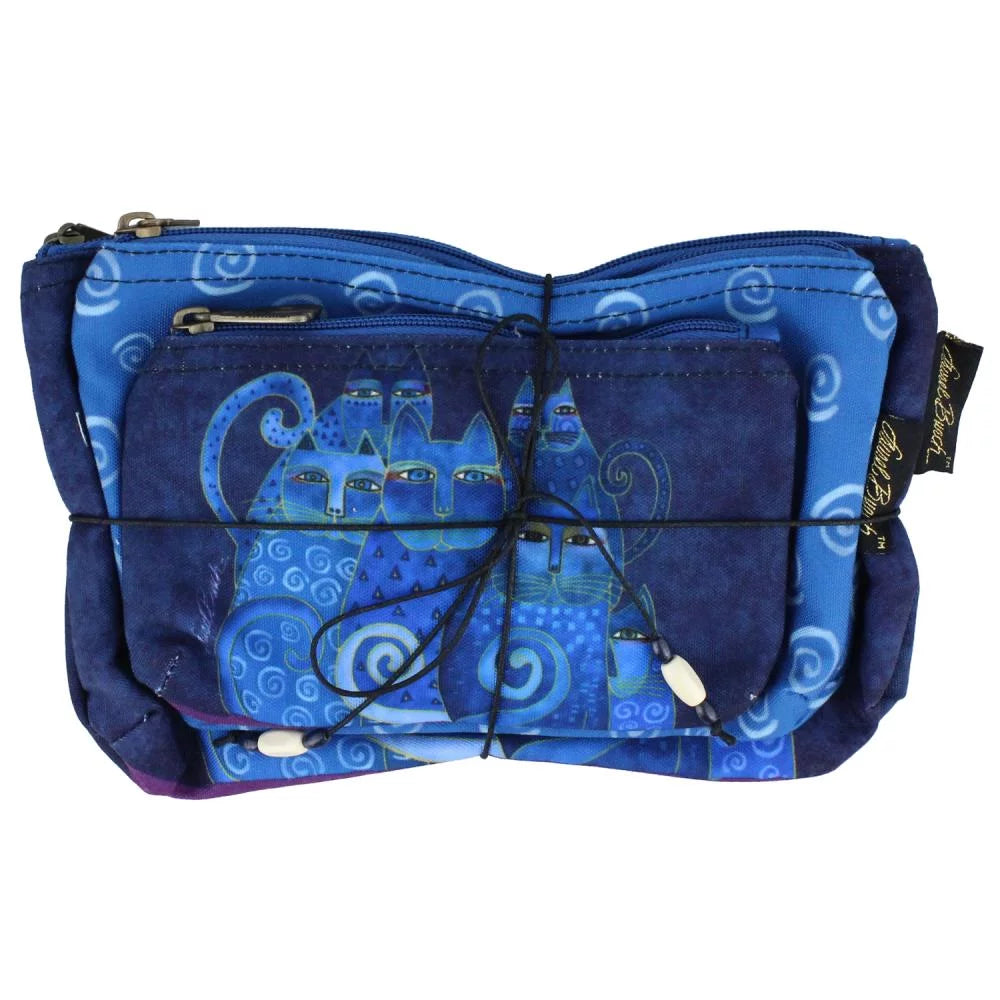 Laurel Burch Cosmetic Bag, Indigo Cats, Set of 3