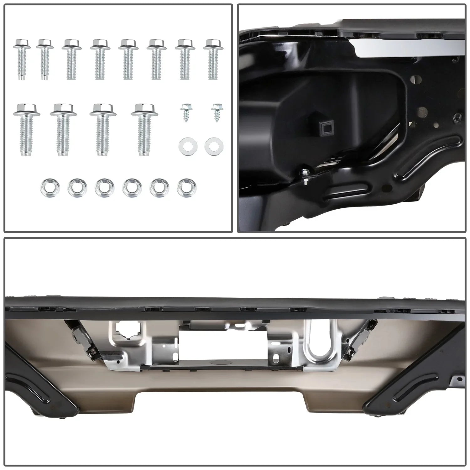 DNA Motoring STEPBUM-10067 For 2019-2023 Silverado Sierra Chrome Rear Step Bumper With Dual Exhaust Cutouts
