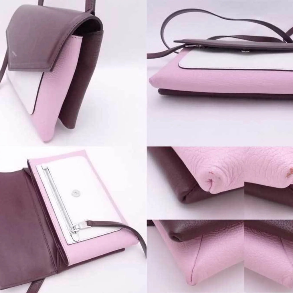 Pre-Owned Givenchy GIVENCHY Crossbody Shoulder Bag Duet Leather Bordeaux x Pink White Women's (Good)