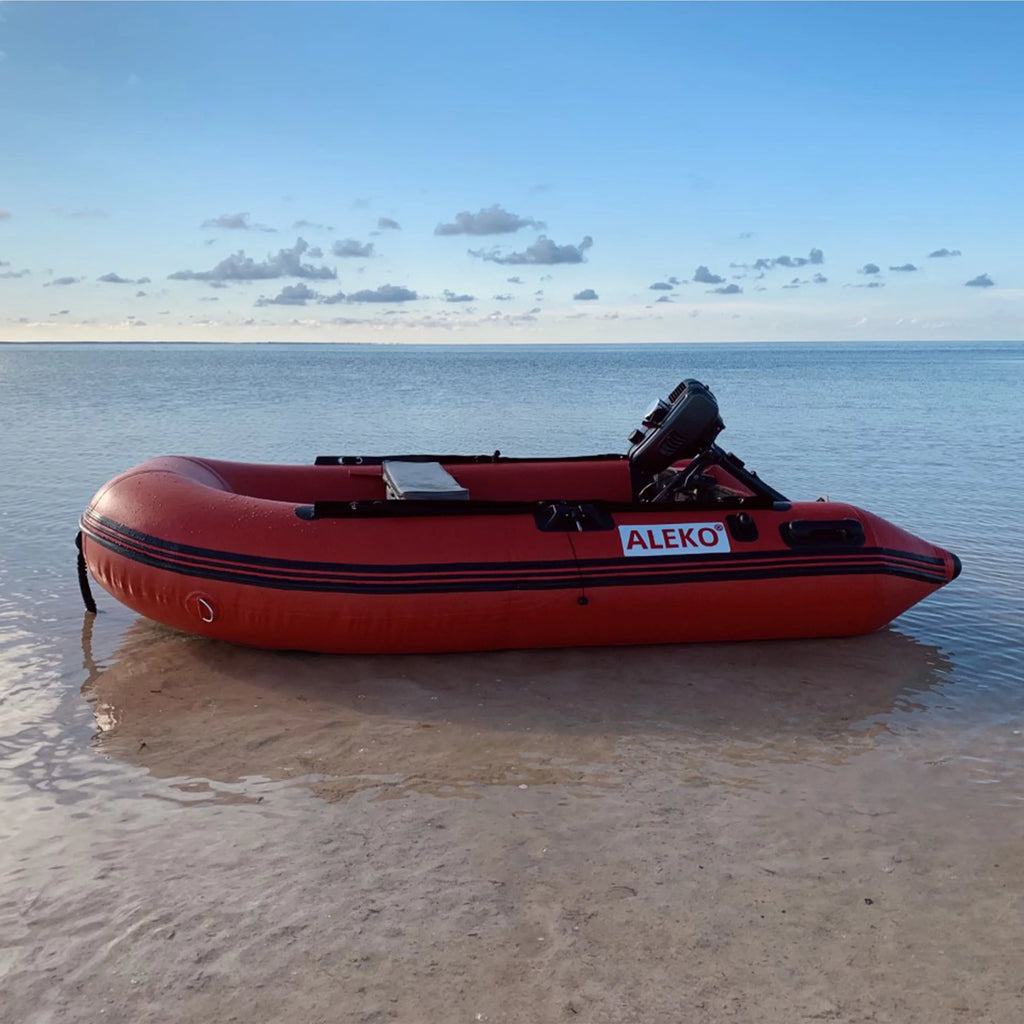 ALEKO Inflatable Boat with Air Deck Floor - 10.5 Ft - Red