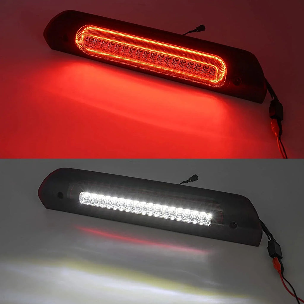 NSLUMO Led Third Brake Light Replacement for 2002-2009 Dodge RAM 1500 2500 3500 Red LED Strobe 3rd Brake Light White Reverse Cargo Light Kit Euro Clear Lens CHMSL Rear Tail Brake Lamp Assembly