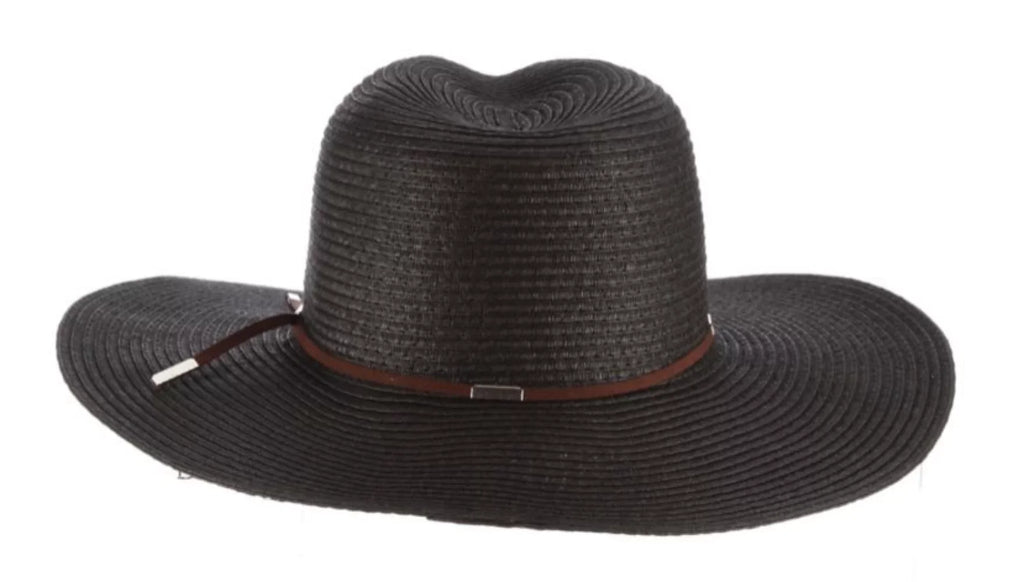 Scala TSCLP249-BLK Braid Safari Hat with Faux Suede Trim- Black. One Size