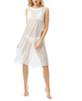 Carmen Marc Valvo White Sequin High-Neck Swim Dress Cover-Up Size XL: XL/White