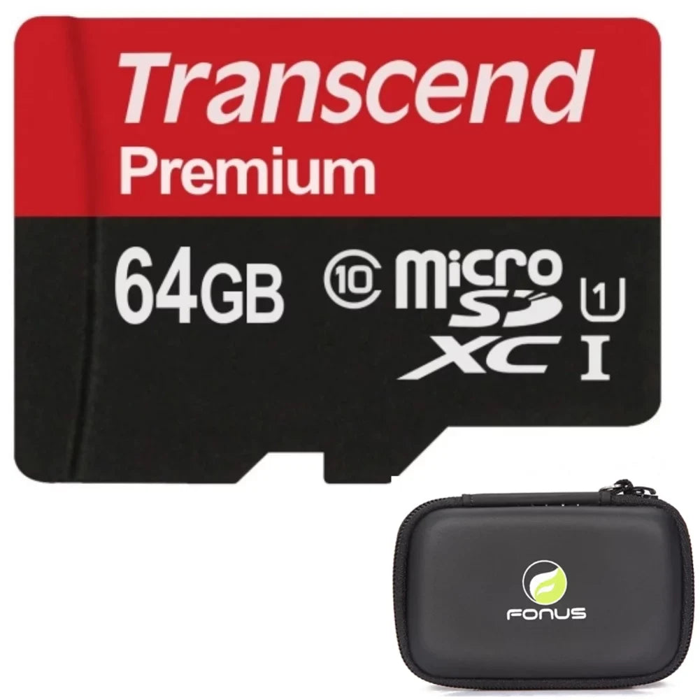 64GB Memory Card with Zipper Case - Transcend High Speed MicroSD Class 10 MicroSDXC Compatible for Blackview BV9000 Pro, BV8000 Pro - BLU S1, Vivo XL4,XI,Plus, Studio X8 HD, Pure View - D2P