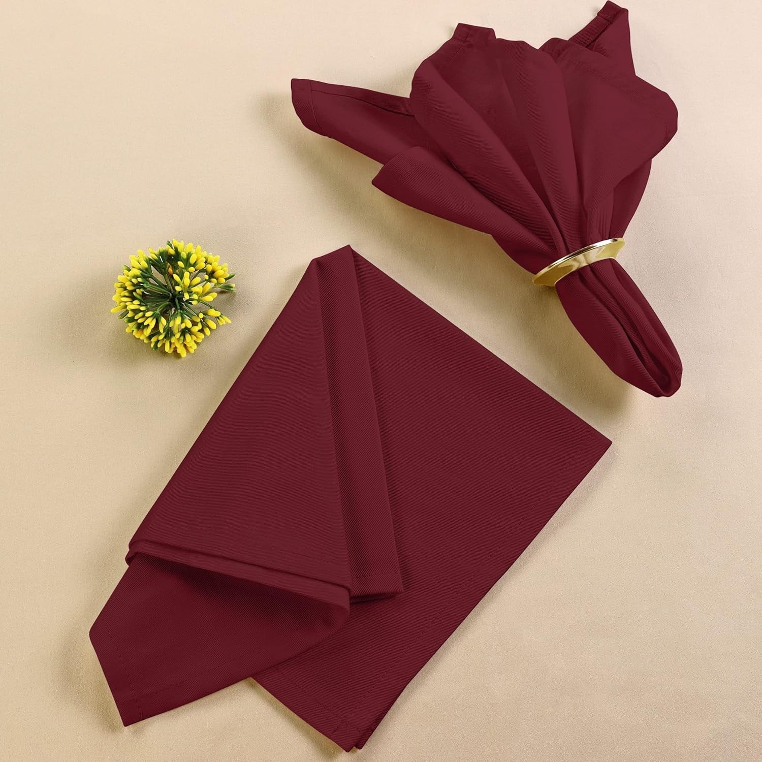 Utopia Kitchen Burgundy Cloth Napkins [12 Pack, 18x18 Inch] Cotton Blend Washable and Reusable Table Dinner Napkins for Hotel, Lunch, Restaurant, Weddings, Event and Parties 18x18 Inch Burgundy