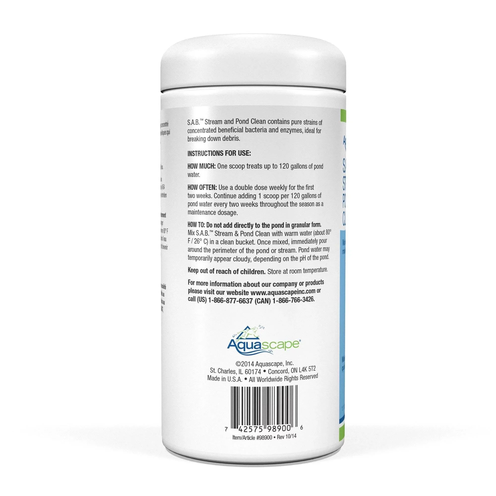 Aquascape 98900 SAB Stream & Pond Natural Cleaner Solution Treatment, 1.1 Pounds