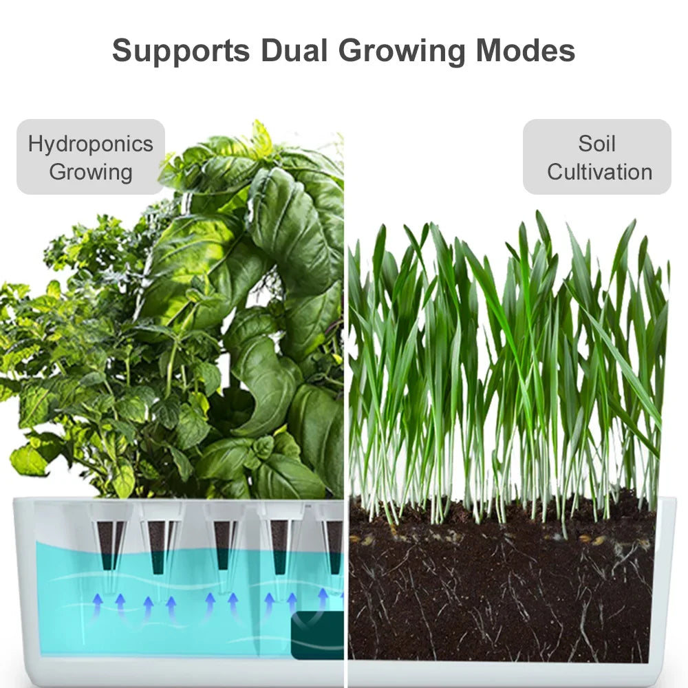 Leyfeng Smart Hydroponics Growing System Indoor Herb Garden Kit 9 Pods Automatic Timing with Height Adjustable 15W LED Grow Lights 2L Water Tank Smart Water Pump for Home Office Kitchen