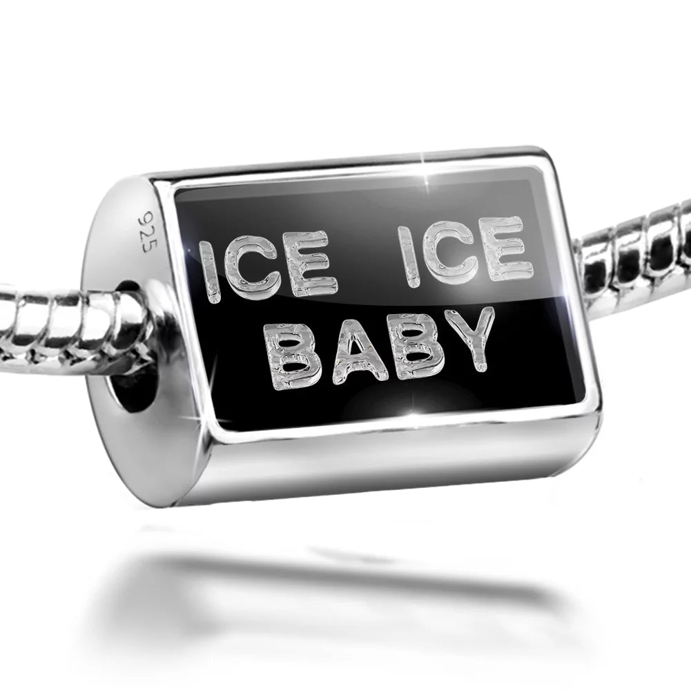 Neonblond Charm Ice Ice Baby Clear Ice Cubes on Black 925 Sterling Silver Bead