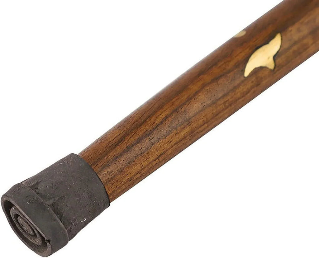 Premium Walking Stick Beautiful Antique Plated Solid Brass Elephant Handle Walking Canes & Crutches Buffed Polished Cane for Men & Women Brown Inlayed Shaft