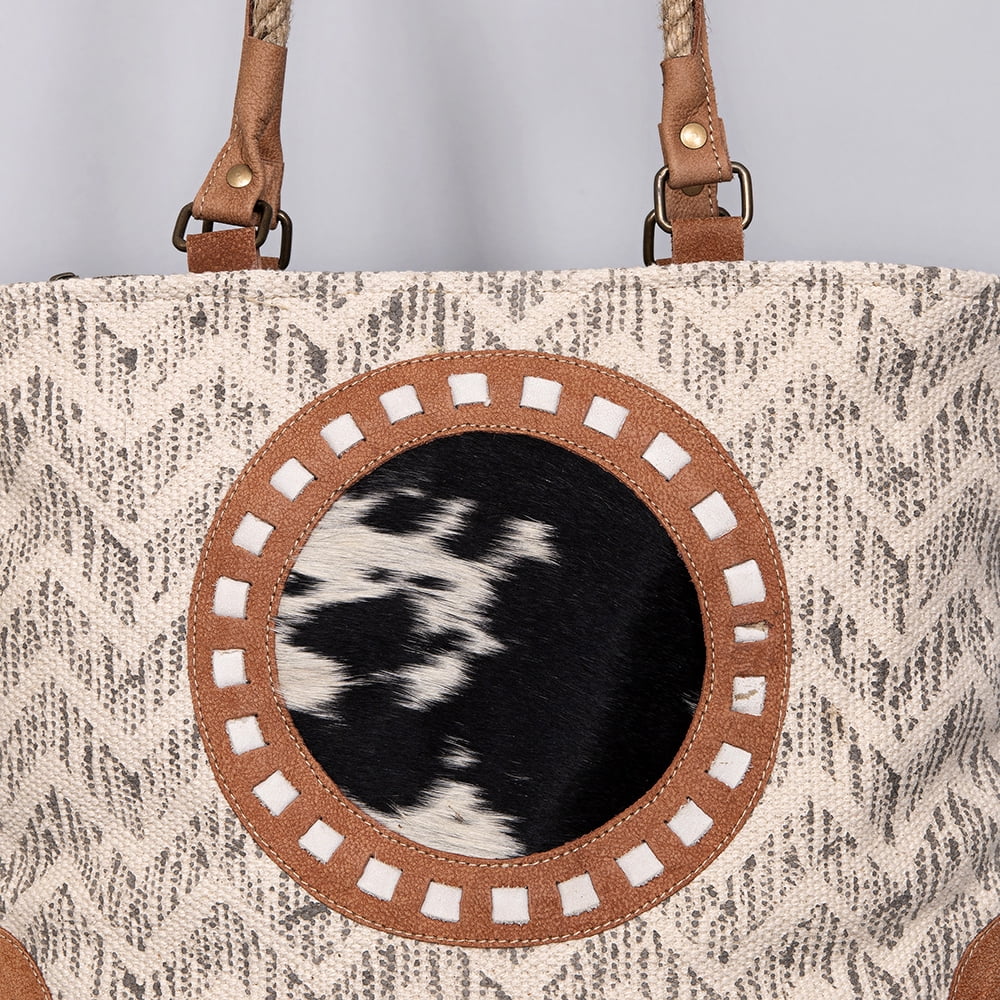 KB OHLAY KB487 TOTE Upcycled Wool Upcycled Canvas Hair-on Genuine Leather women bag western handbag purse