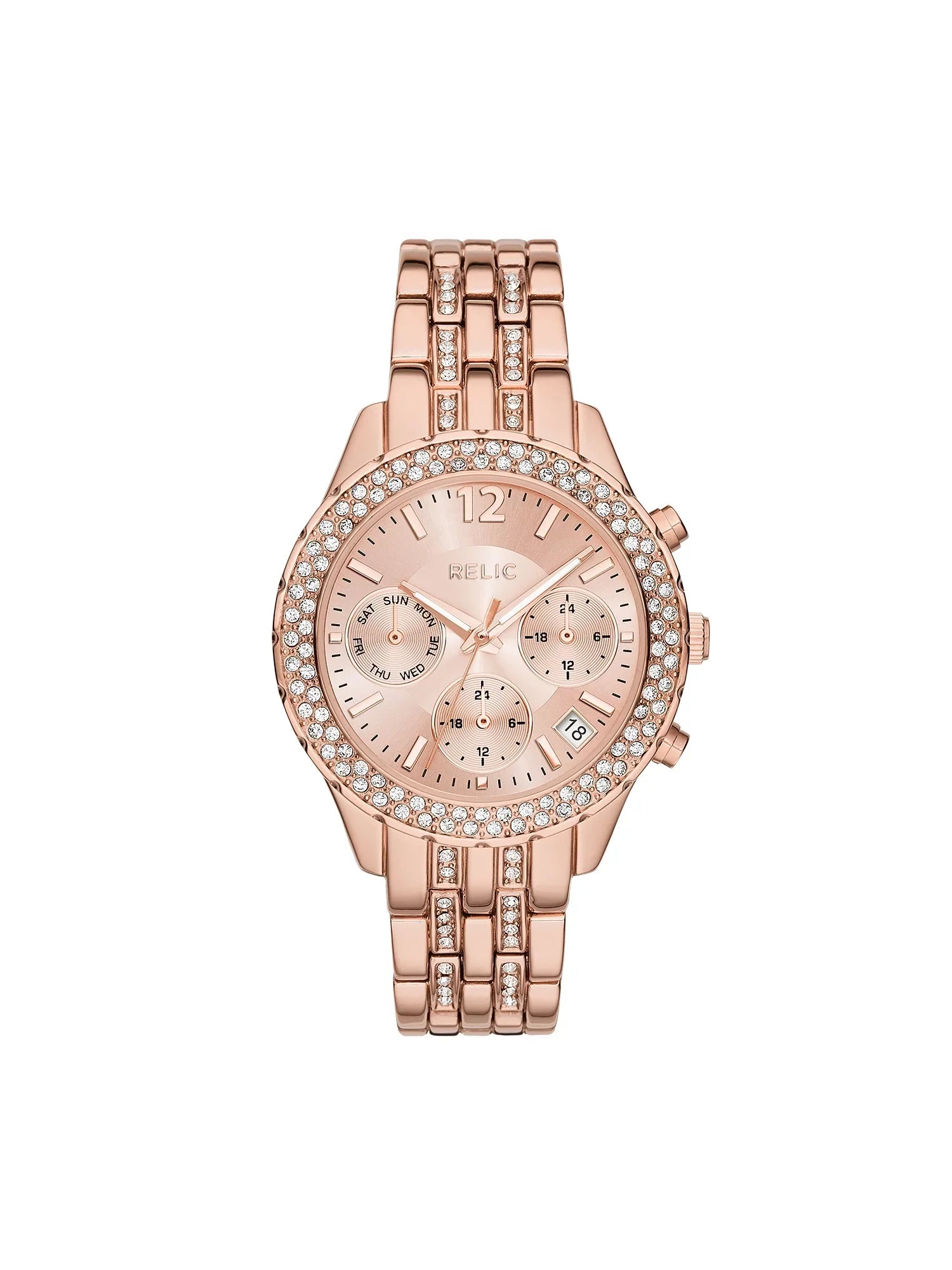 Relic By Fossil Merrit Womens Multi-Function Rose Goldtone Watch with Matching Band