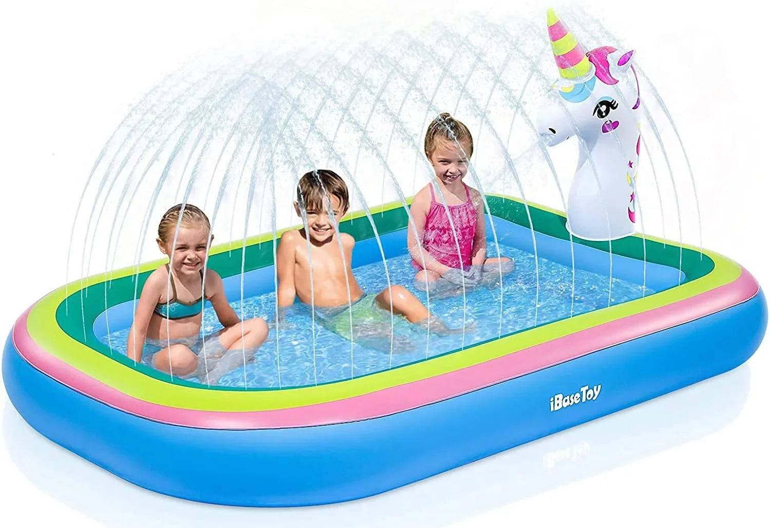 Intera Unicorn Sprinkler Pools for Kids, Splash Pad Inflatable Kiddie Pool for Outside, Splash Mat Baby Paddling Pool for Backyard, Water Sprinkler Toys Games for Summer Outdoor Toddlers Play - 68"