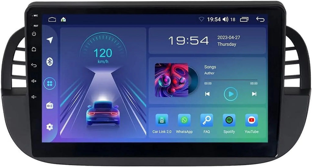 For Fiat 500 2007-2015 9" Car GPS WIFI Navigation Radio Stereo DSP Android Auto Carplay 3+32GB AHD Backup Camera