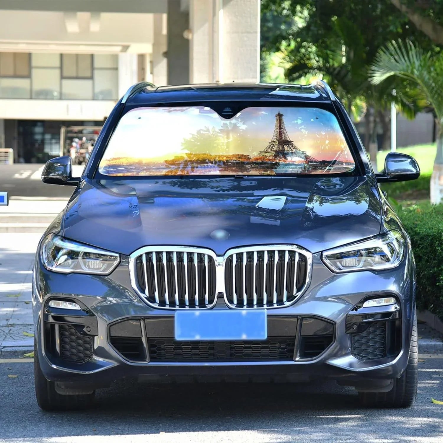 Wellsay Beautiful Paris Tower Car Windshield Sun Shade,oldable Visor Protector Keep Cool Sunshade Blocks UV Rays and Accessories to Protect for Cars,SUVs,Trucks-55×27.6in