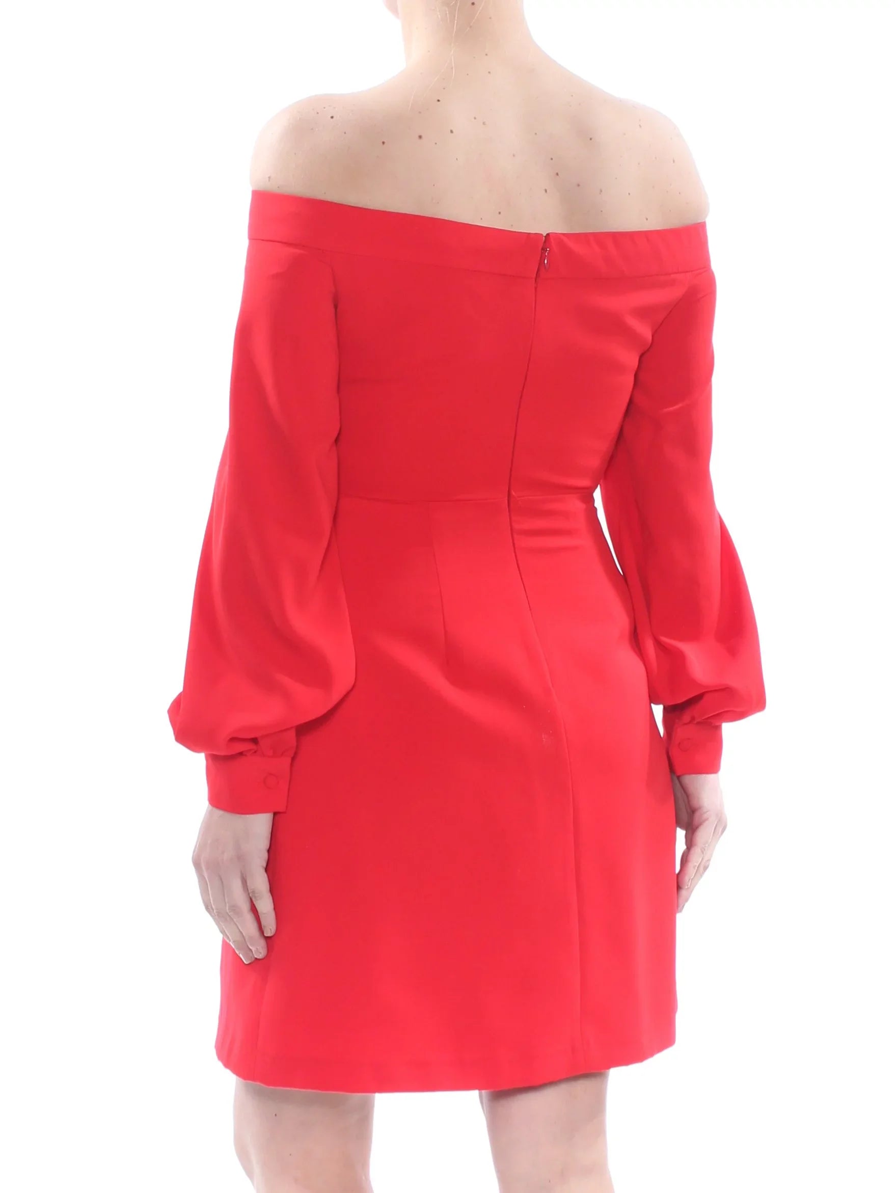 JILL STUART Womens Red Long Sleeve Off Shoulder Above The Knee Party A-Line Dress 2