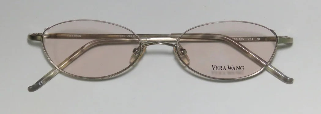 NEW VERA WANG V04 WOMENS/LADIES DESIGNER HALF-RIM SILVER "SCHOOL TEACHER PROFESSOR" LOOK MADE IN JAPAN FRAME DEMO LENSES 47-17-130 EYEGLASSES/EYEWEAR