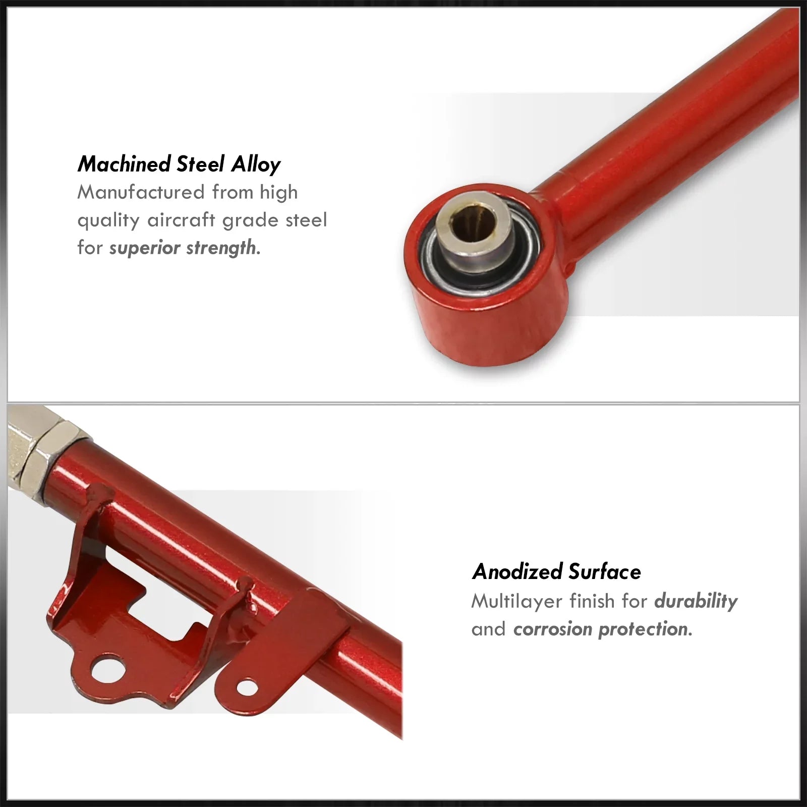 AJP Distributors Rear Lower Suspension Adjustable Toe Control Arms Rods LCA Kit Red Compatible/Replacement For Mazda Miata MX-5 ND MX5 2016 2017 2018 2019 2020 2021 2022 2023 16 17 18 19 20 21 22 23