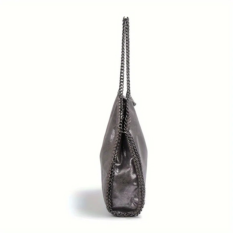 moocr Handbags Soft Leather Fashion Designer Top-Handle Casual Pocket Ladies Tote Portable Chain Large Shoulder Crossbody Shoulder Bags Black Birthday Present