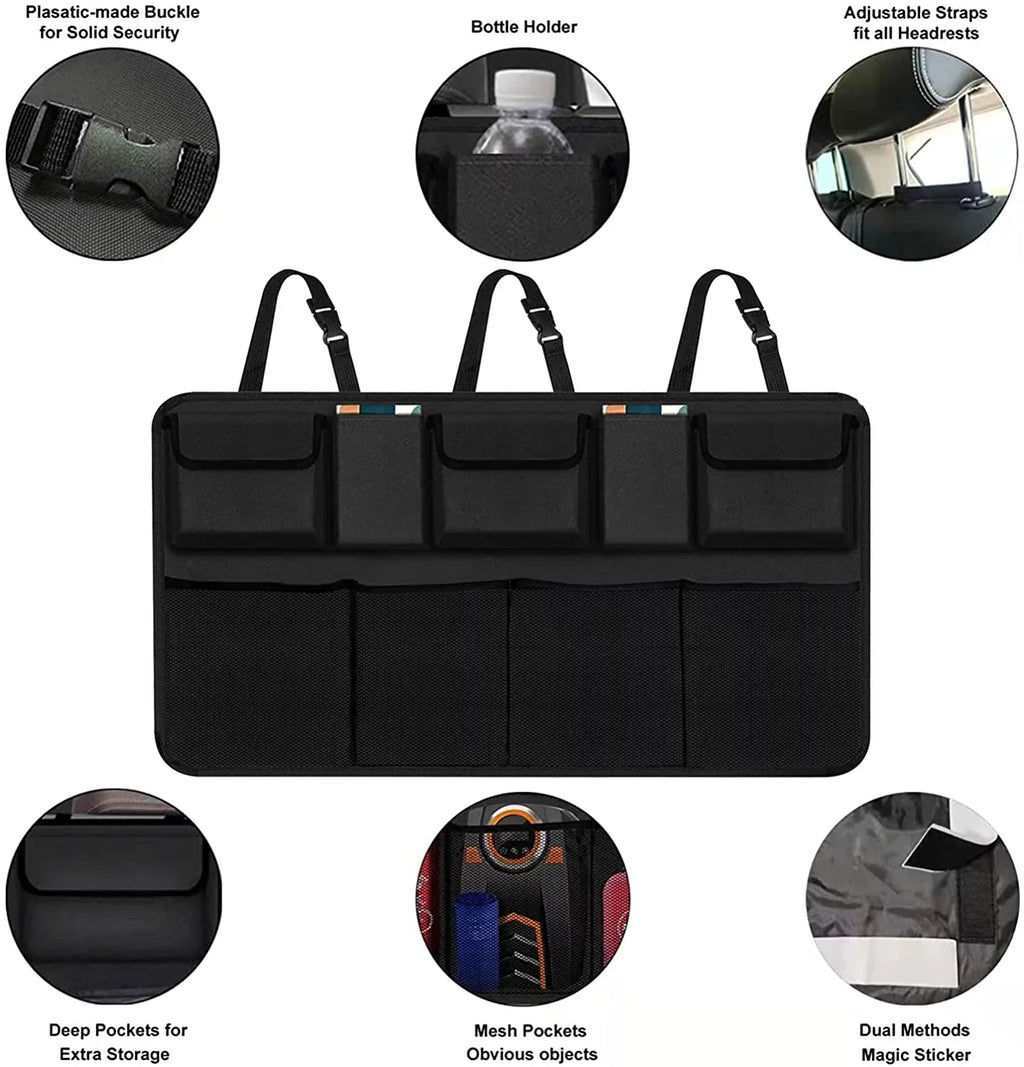 Car Trunk Organizer, Backseat Hanging Organizer with 9 Large Storage Bag Super Capacity -Trunk Organizer for SUV,Truck,V