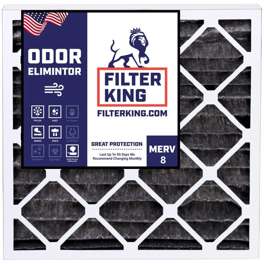 Filter King 15x20x1 Air Filter | 4-PACK | Carbon MERV 8 HVAC Pleated A/C Furnace Filters | MADE IN USA | Actual Size: 14.5 x 19.5 x .75"