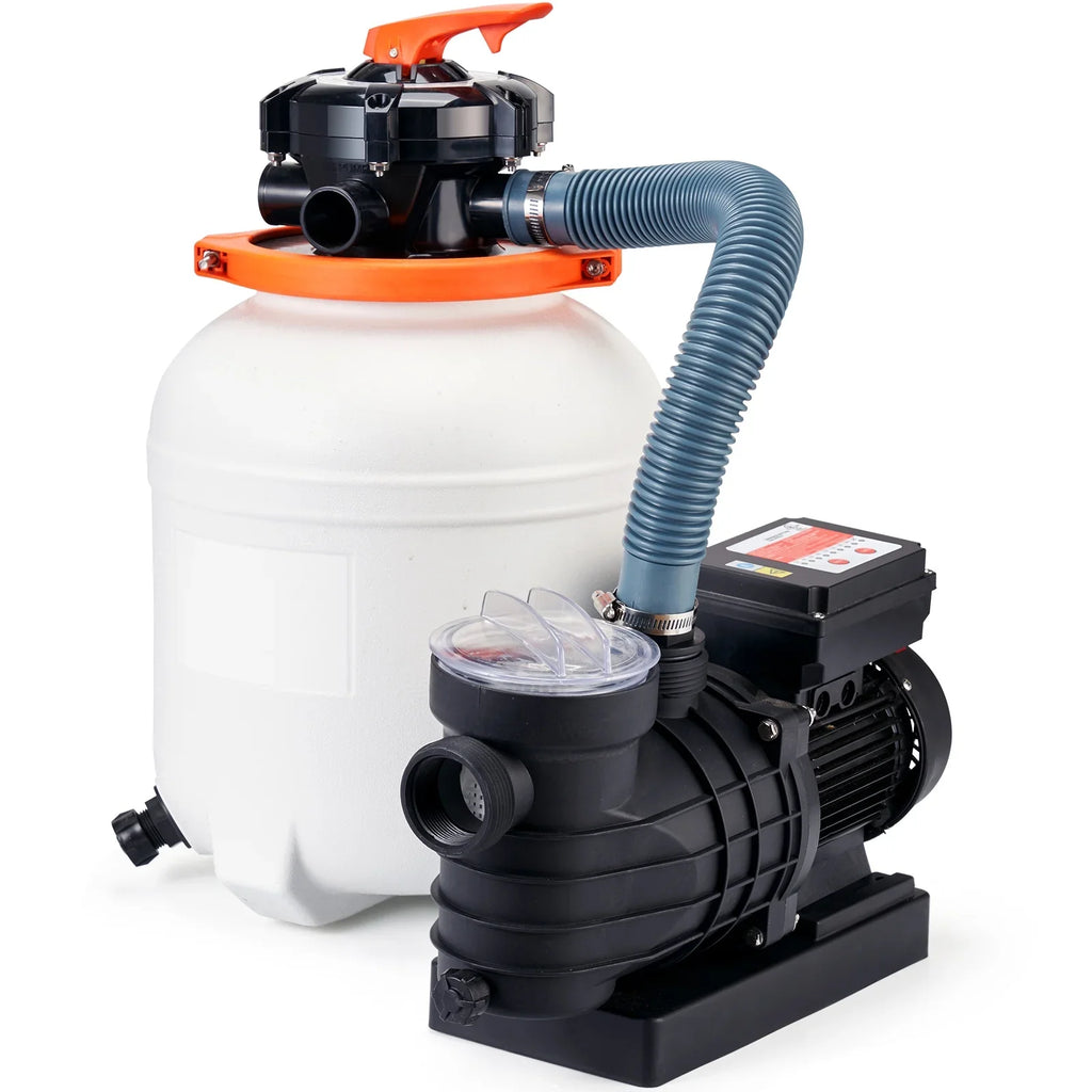 SKYSHALO 12" 6-Way Valve Sand Filter Above Ground with 1/2HP Swimming Pool Pump 3000GPH Flow