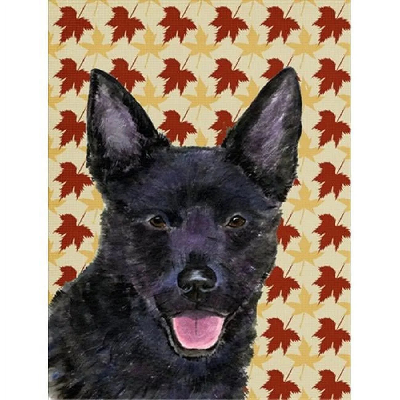 Carolines Treasures  Australian Kelpie Fall Leaves Portrait Flag Canvas House Size