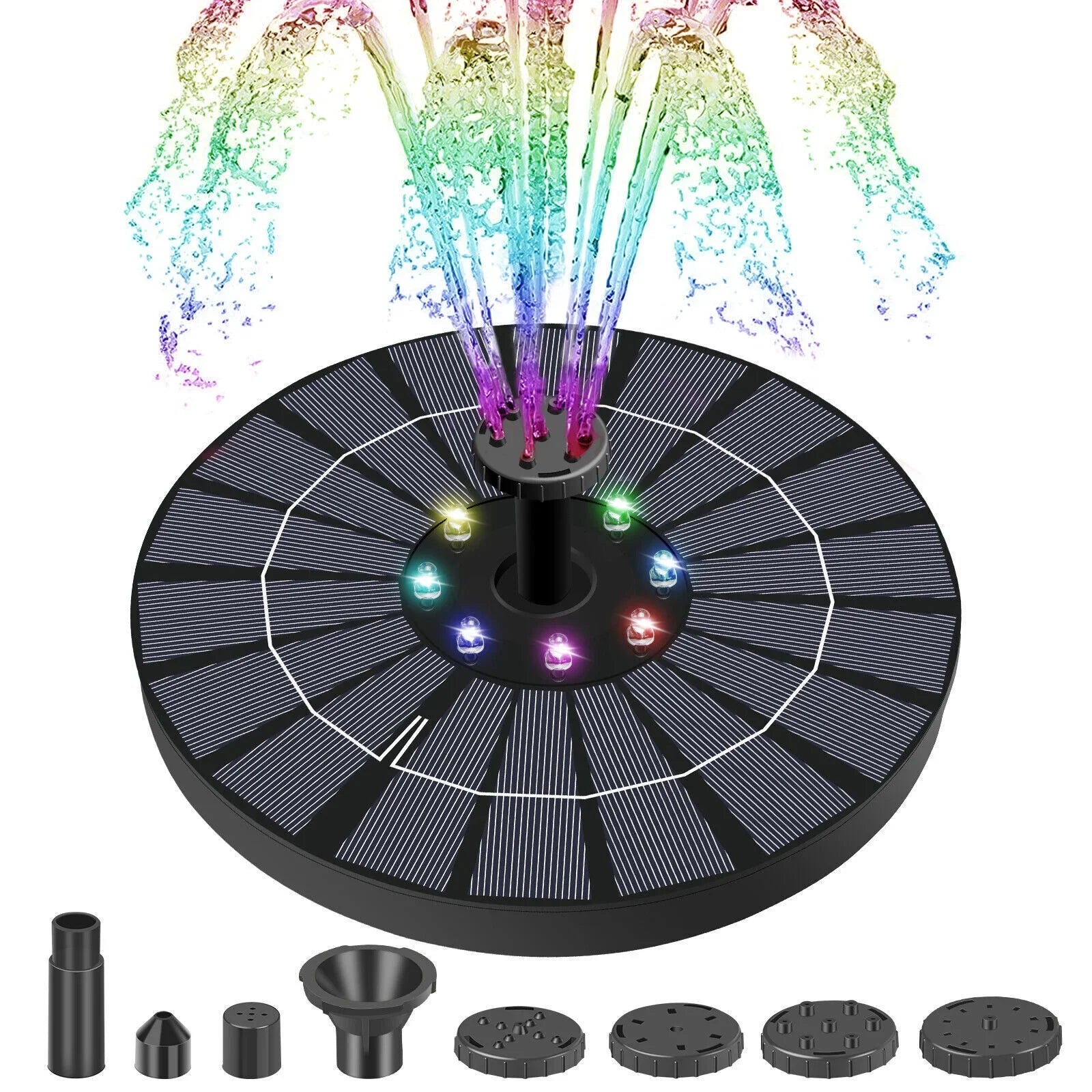Solar Power Water Fountain Pump Bird Bath 6LED Floating Pond Pool Outdoor Garden