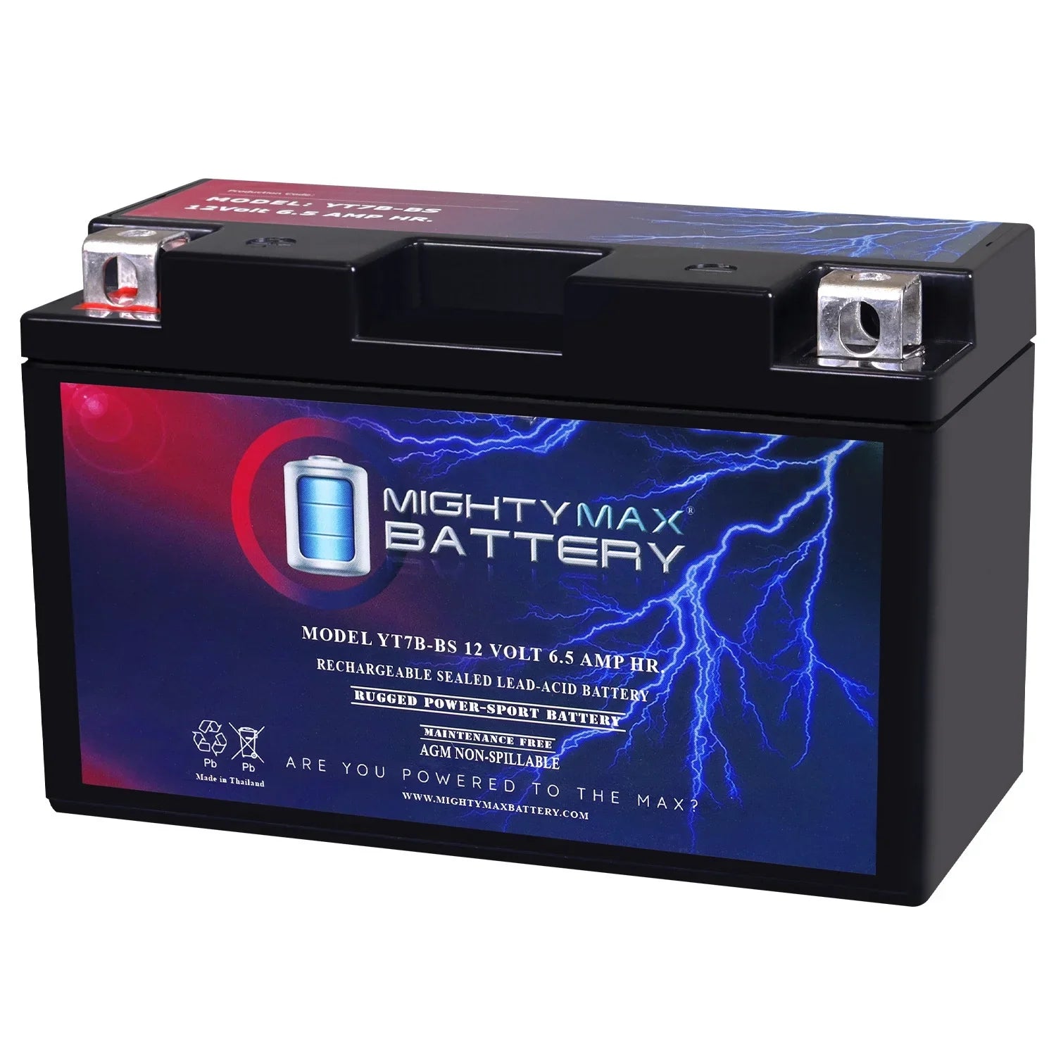 YT7B-BS 12V 6.5AH Replacement Battery compatible with SigmasTek ST7B-BS  Powersport