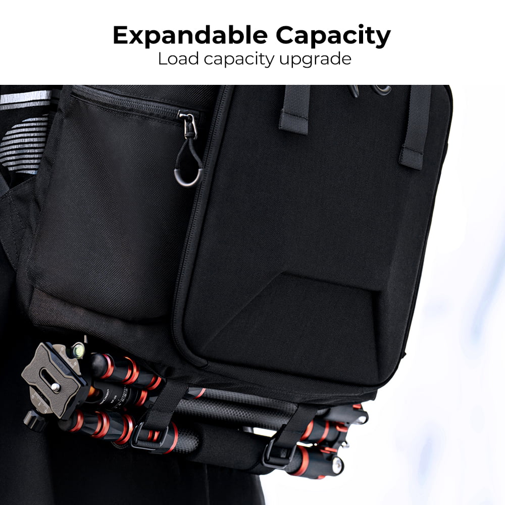 K&F CONCEPT Hard Shell Camera Backpack Waterproof SLR/DSLR Camera Bag 22L Large Capacity Photography Bag with 15.6 Inch Notebook Compartment Rain Cover for Women Men Photographers