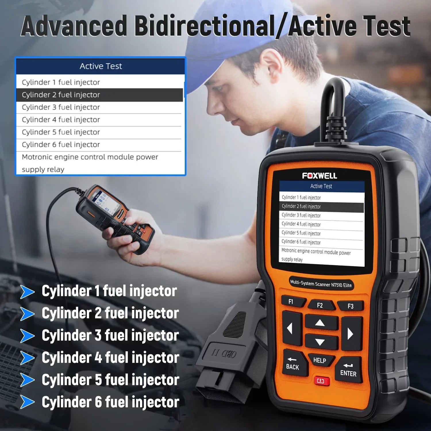 Foxwell NT510 Elite OBD2 Scanner Fits for Nissan Infiniti Professional Bi-Directional Scan Tool All System Scanner Car Diagnostic Tool with Oil Reset EPB SAS TPS Battery Registration OBD2 Code Reader