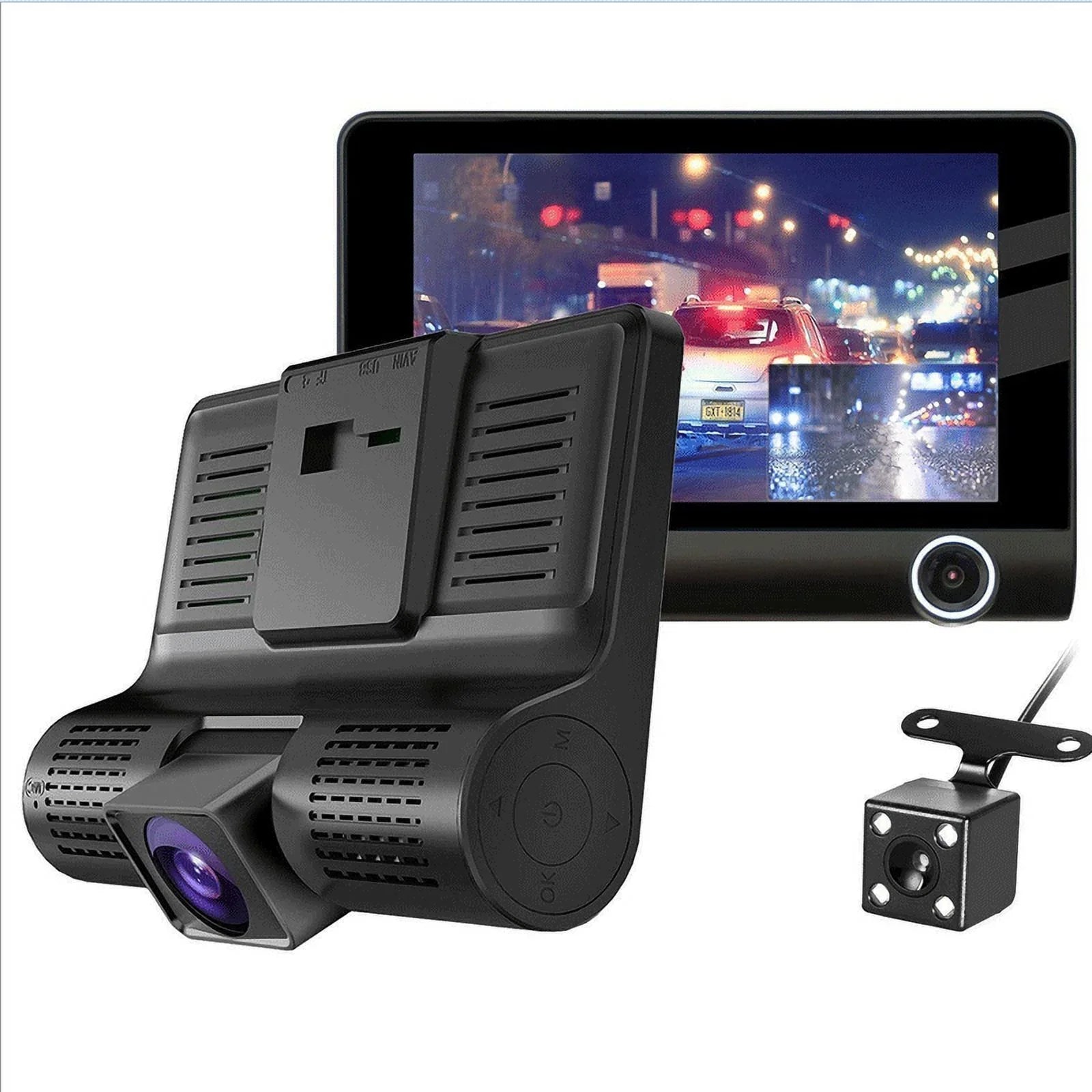 XBTCLXEBCO 4" 3 Lens HD 1080P Car DVR Rearview Video Dash Cam Recorder Camera G-sensor