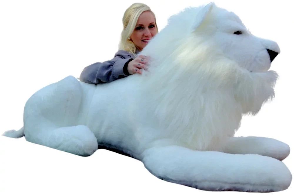American Made Giant Stuffed WHITE Lion 48 Inches Soft Made in the USA America