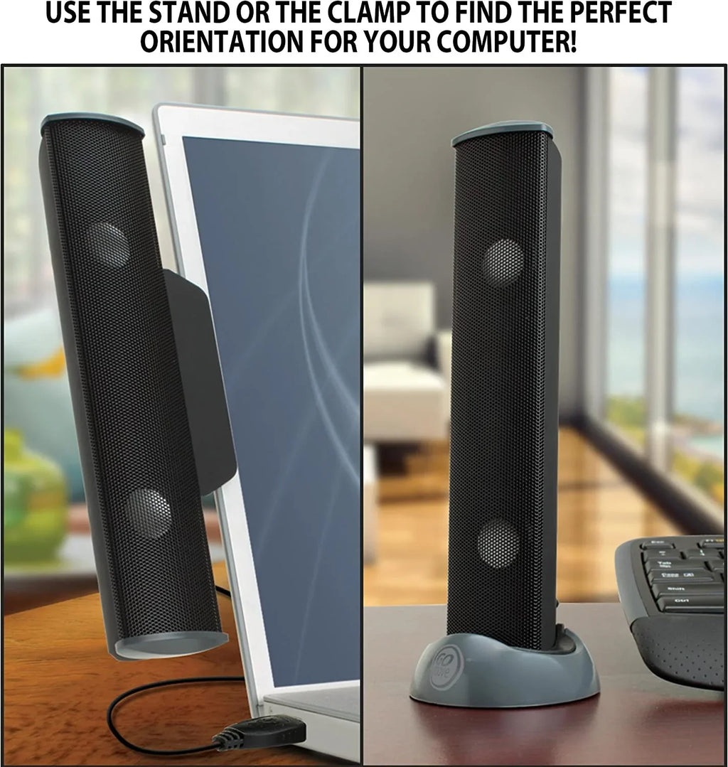 SonaVERSE USB Speakers for Computer Computer - USB Powered Mini Sound Bar with -On Portable External Speaker
