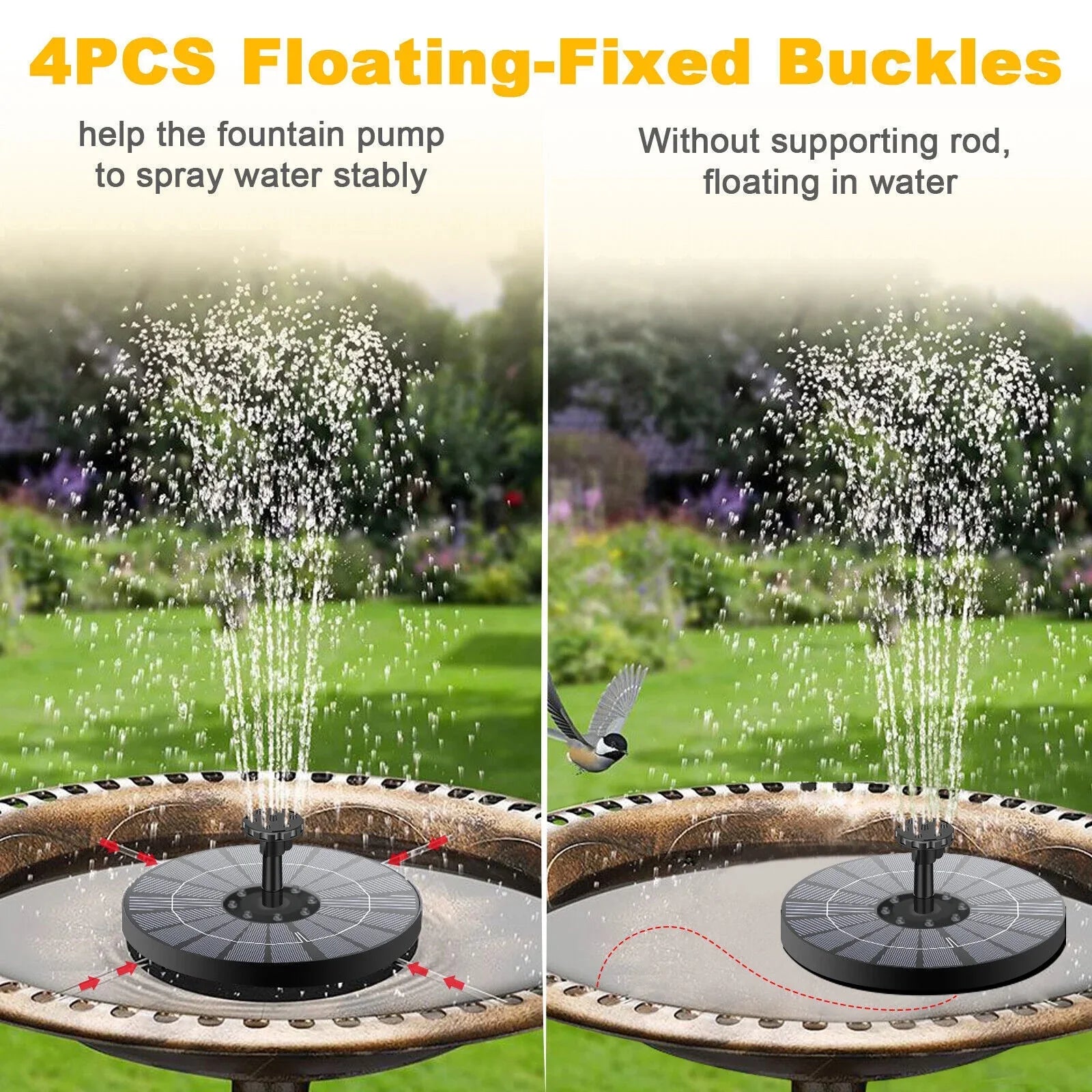 Solar Power Water Fountain Pump Bird Bath 6LED Floating Pond Pool Outdoor Garden