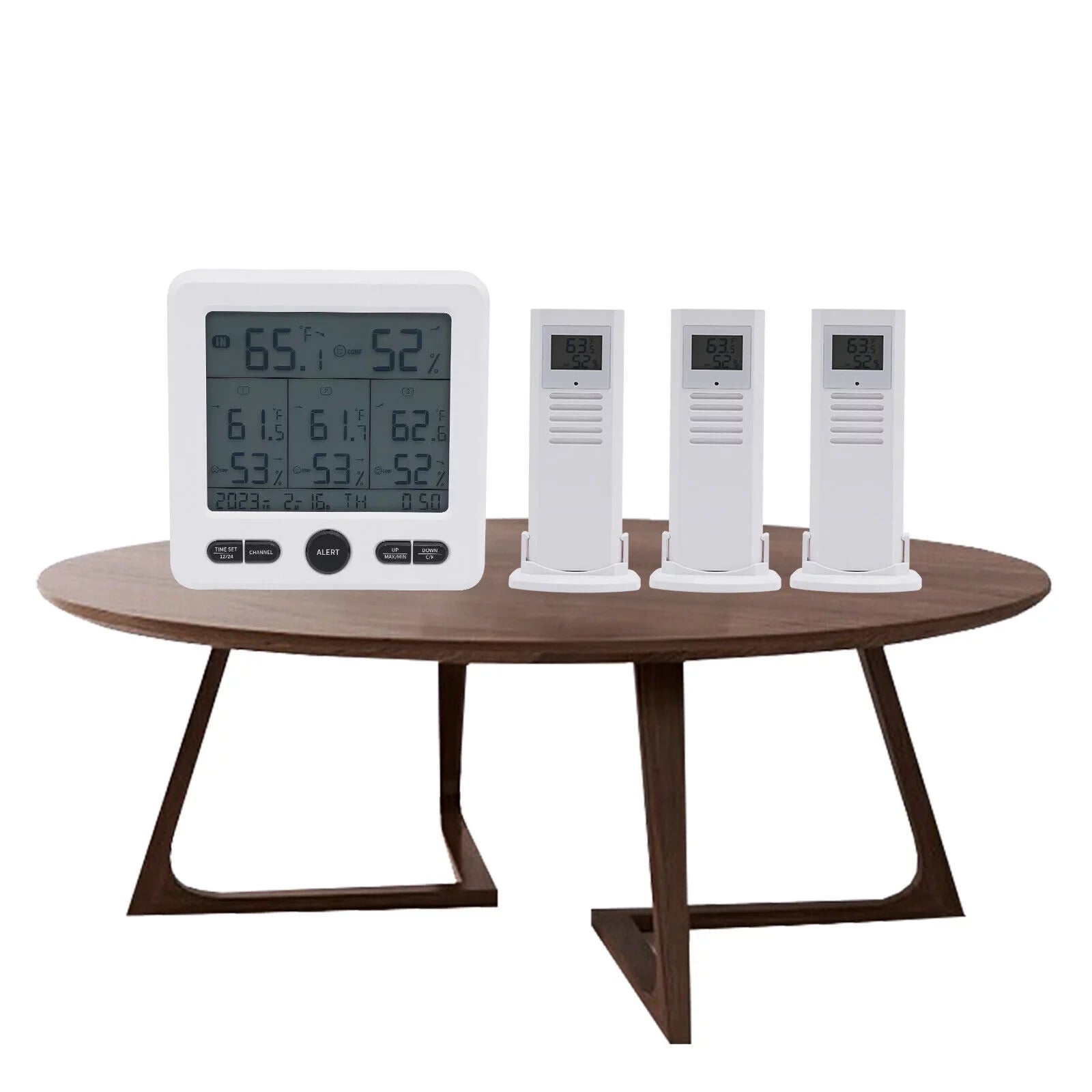 Digital Indoor Outdoor Hygrometer Thermometer Humidity Meter LCD 3 Sensors