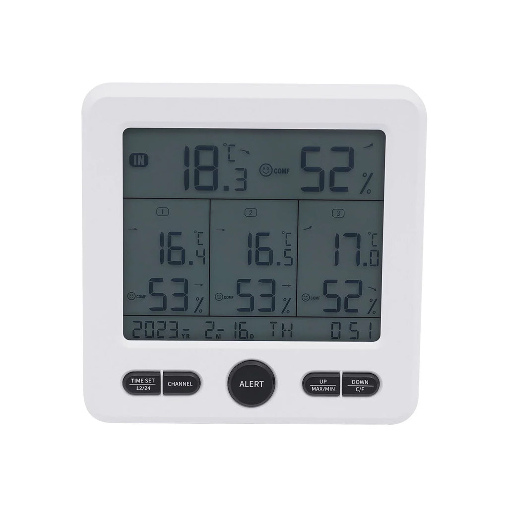Digital Indoor Outdoor Hygrometer Thermometer Humidity Meter LCD 3 Sensors