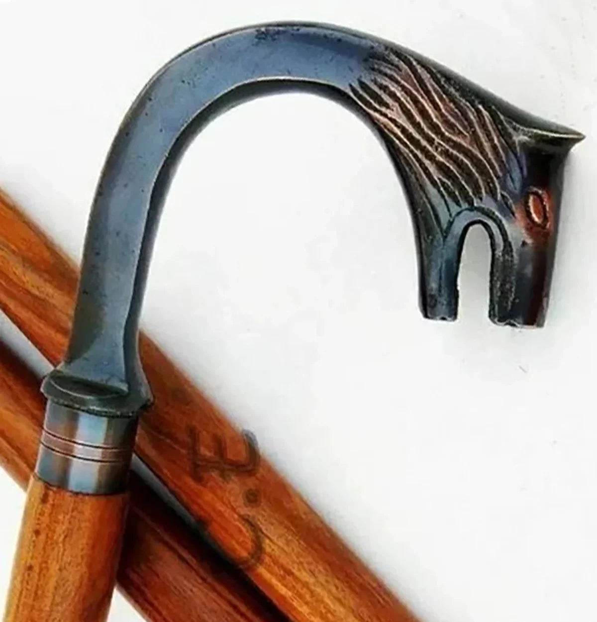 Premium Walking Stick Beautiful Antique Plated Solid Brass Elephant Handle Walking Canes & Crutches Buffed Polished Cane for Men & Women Brown Inlayed Shaft