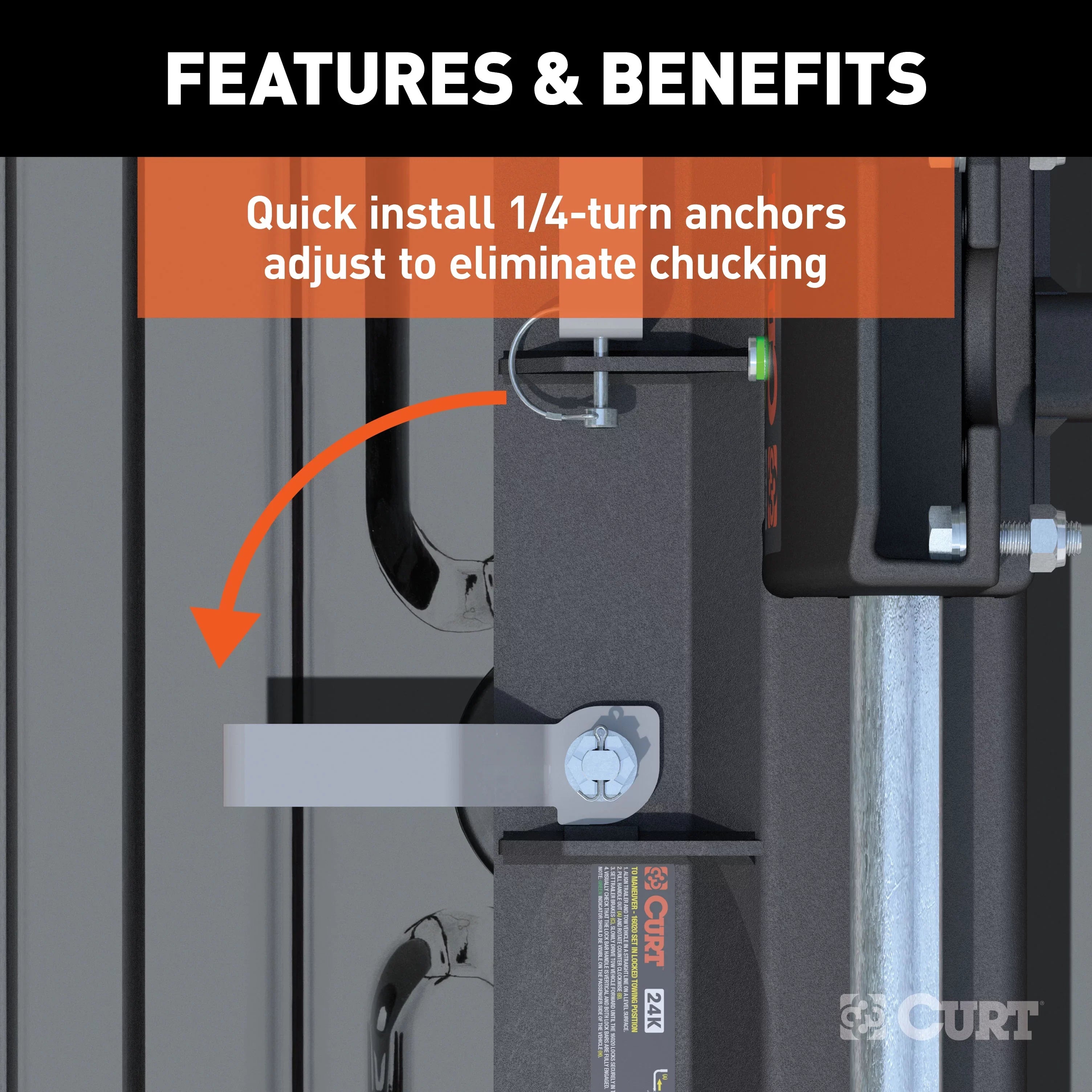 CURT 16677 Q20 5th Wheel Slider Hitch, 20,000 lbs, Select Ford F-250, F-350, F-450, 6.75-Foot Bed Puck System